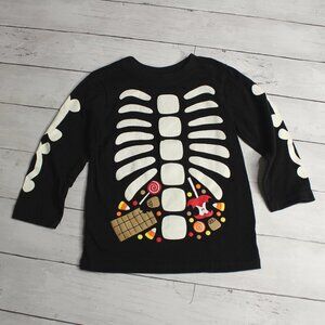 Place Boy's Halloween Skeleton T Shirt Size 3T Black Long Sleeve